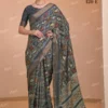 Apple Holland Silk 120 Silk Blend Coffee Brown Printed Fancy Saree Collection