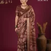 Apple Holland Silk 98 Silk Blend Brown Printed Party Wear Saree Collection