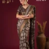 Apple Holland Silk 98 Silk Blend Brown Printed Party Wear Saree Collection