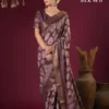 Apple Holland Silk 98 Silk Blend Brown Printed Party Wear Saree Collection
