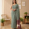 Apple Kalindi Crepe Green Printed Party Wear Saree Collection