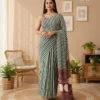 Apple Kalindi Crepe Green Printed Party Wear Saree Collection