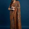 Apple Kathakari Vol 2 Silk Blend Brown Printed Saree Collection