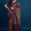 Apple Kathakari Vol 2 Silk Blend Brown Printed Saree Collection