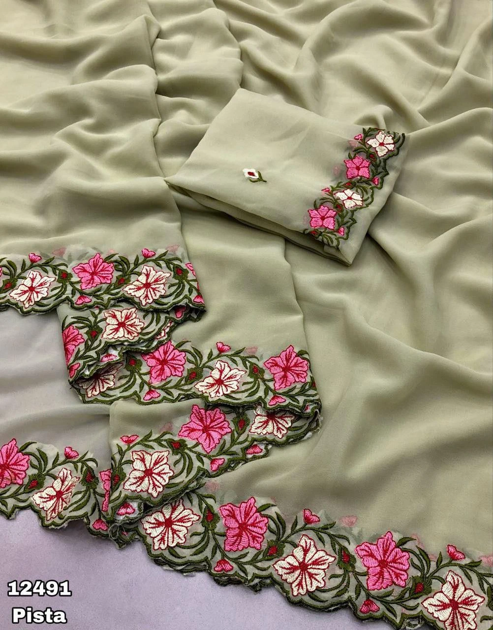 Arham Georgette Floral Multi Thread Worked Fancy Saree Collection