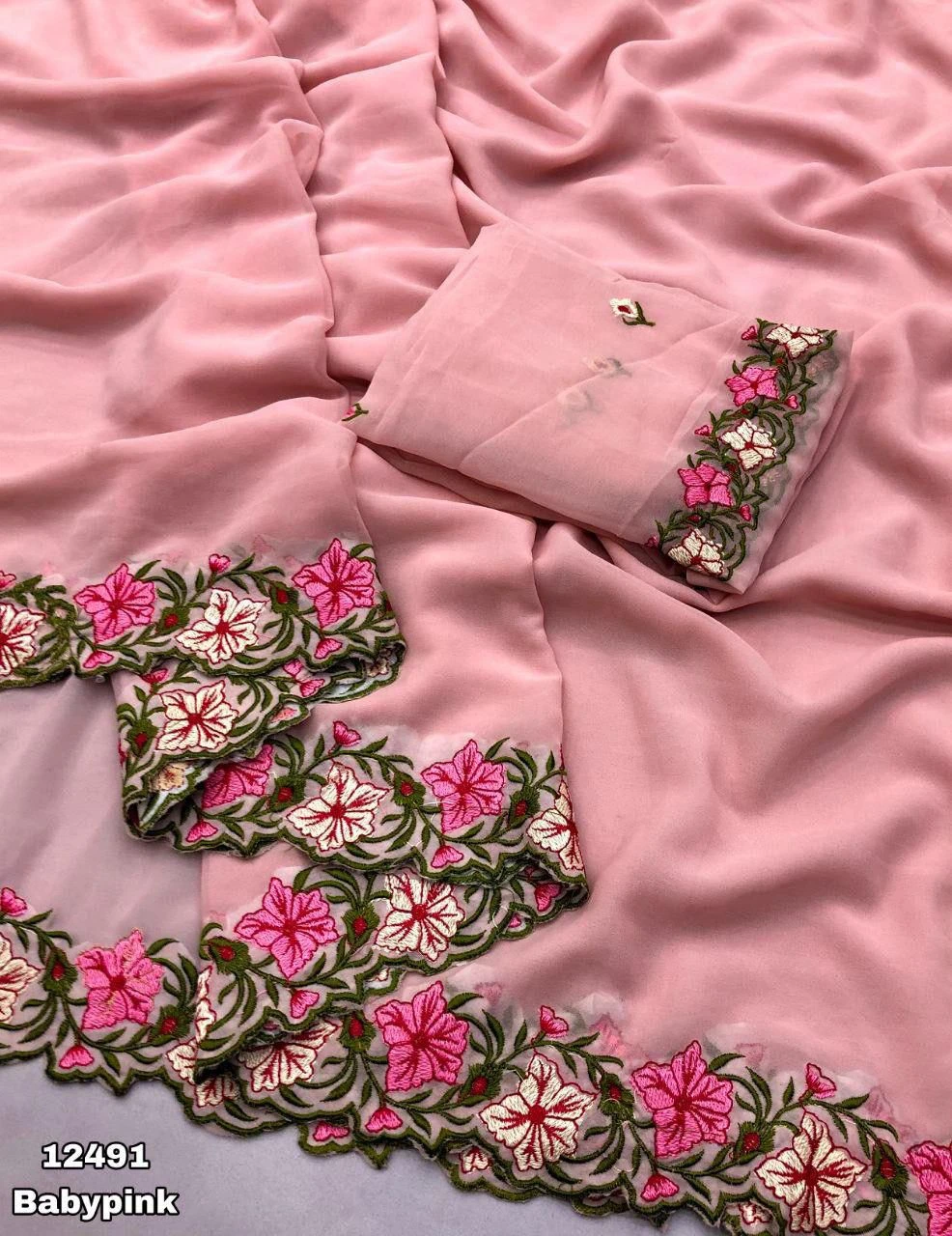 Arham Georgette Floral Multi Thread Worked Fancy Saree Collection