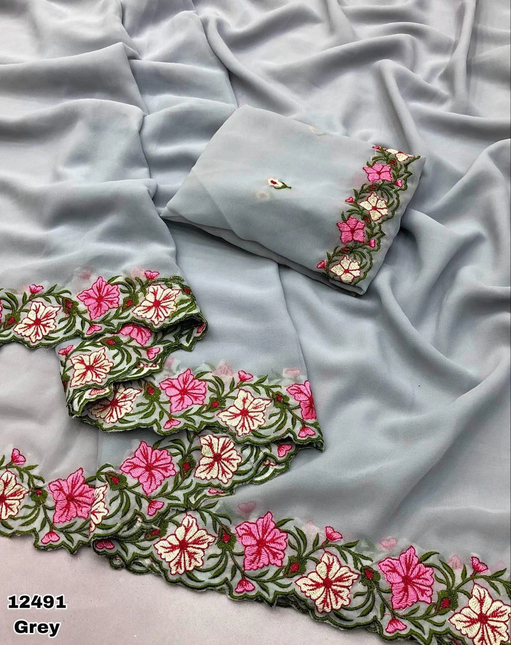 Arham Georgette Floral Multi Thread Worked Fancy Saree Collection