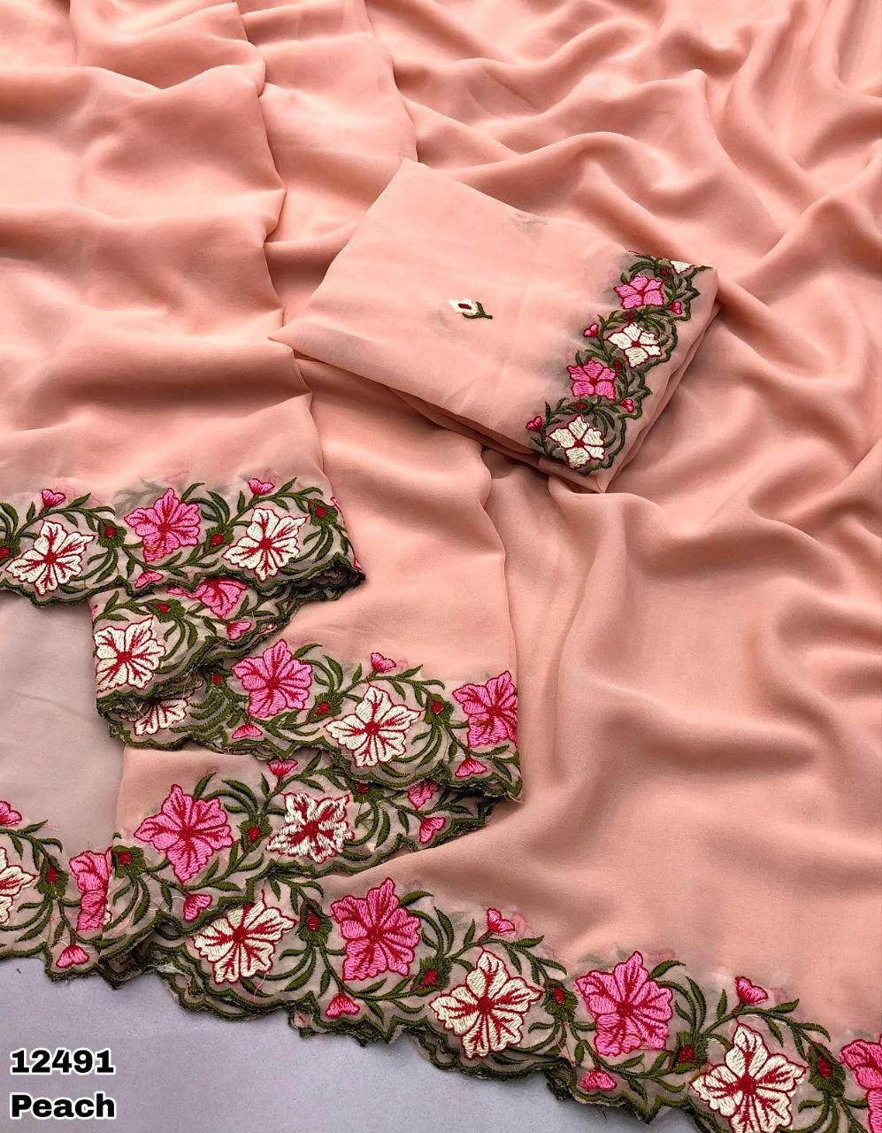 Arham Georgette Floral Multi Thread Worked Fancy Saree Collection