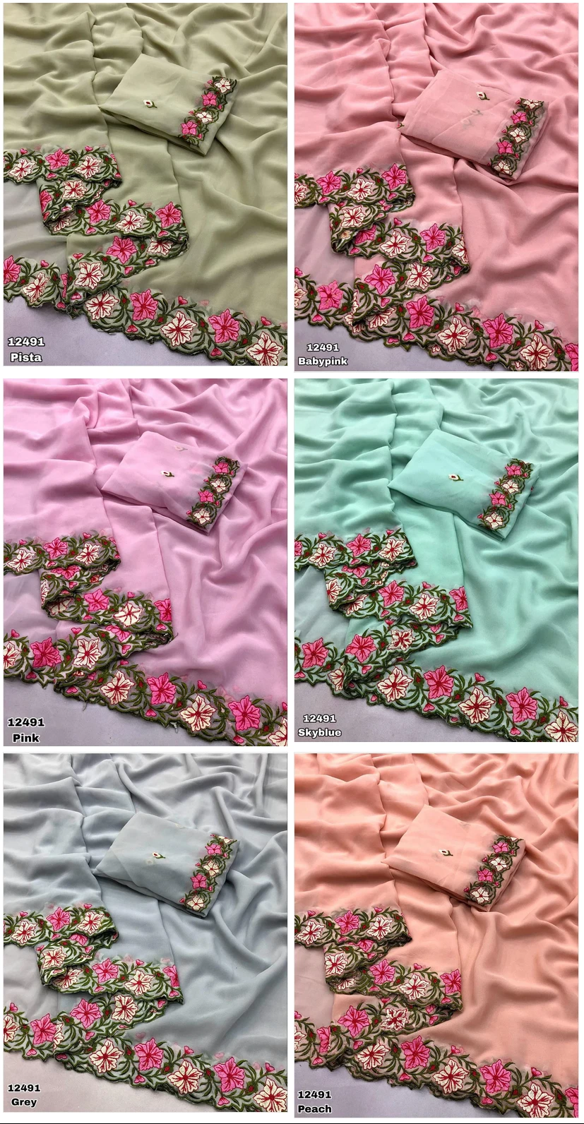 Arham Georgette Floral Multi Thread Worked Fancy Saree Collection