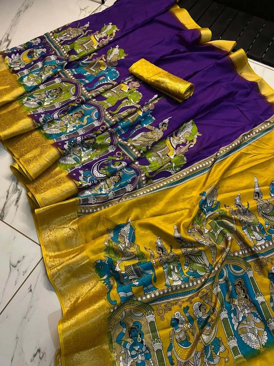Freehand B D Dola Silk with Jacquard Border Fancy Saree Collection