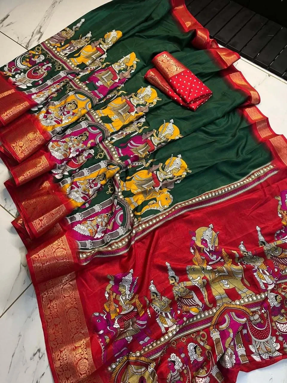 Freehand B D Dola Silk with Jacquard Border Fancy Saree Collection