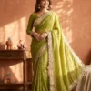 Kc 2098 Moss Silk Jacquard Butti Worked Designer Saree Collection