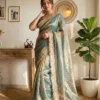 Kc 2098 Moss Silk Jacquard Butti Worked Designer Saree Collection