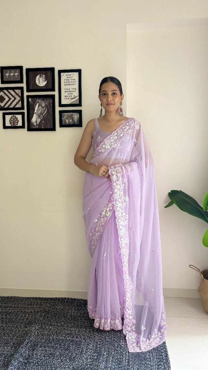 Kc 750 Soft Georgette Beautiful Sequence Worked Designer Saree Collection