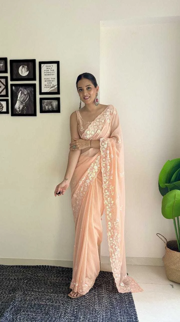 Kc 750 Soft Georgette Beautiful Sequence Worked Designer Saree Collection