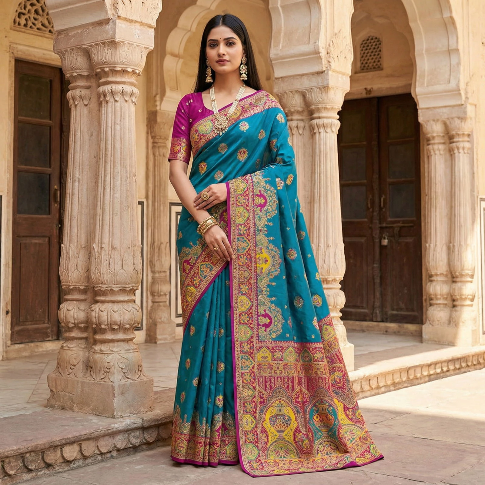 Mb 56 Pashmina Paithani Silk Woven Motifs Saree Collection