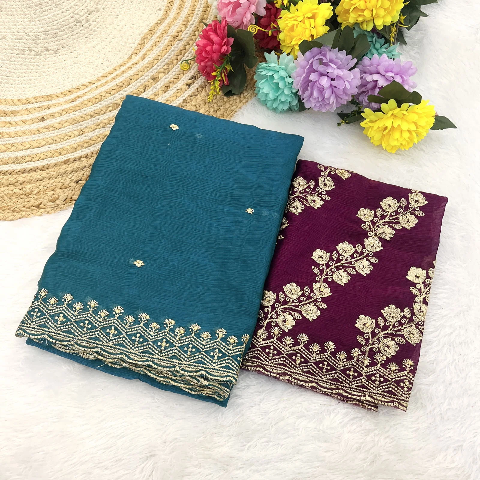 Modal 6341 Chiffon Embroidered Fancy Saree Collection