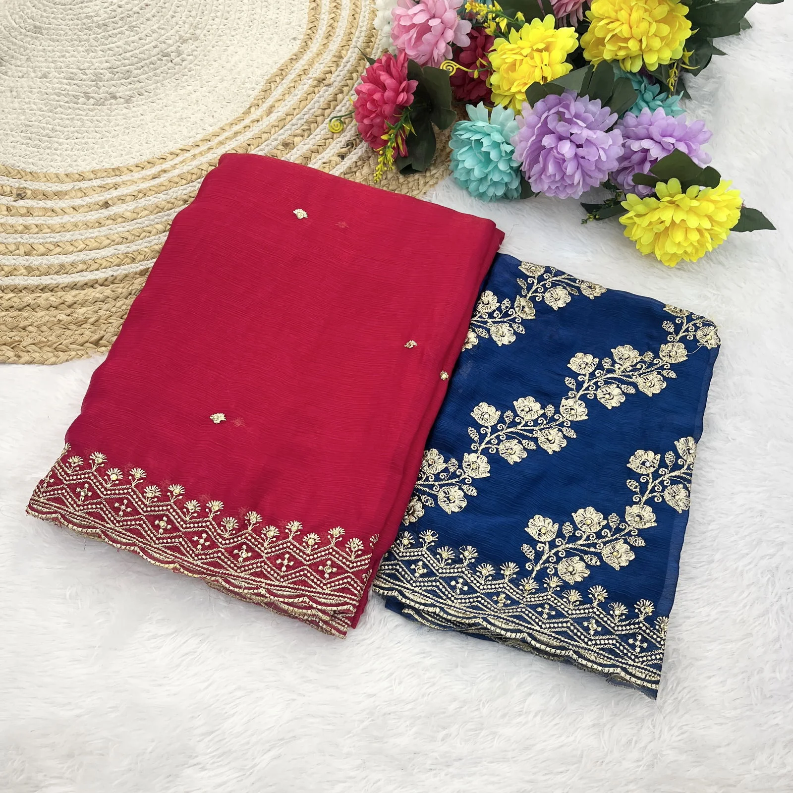 Modal 6341 Chiffon Embroidered Fancy Saree Collection