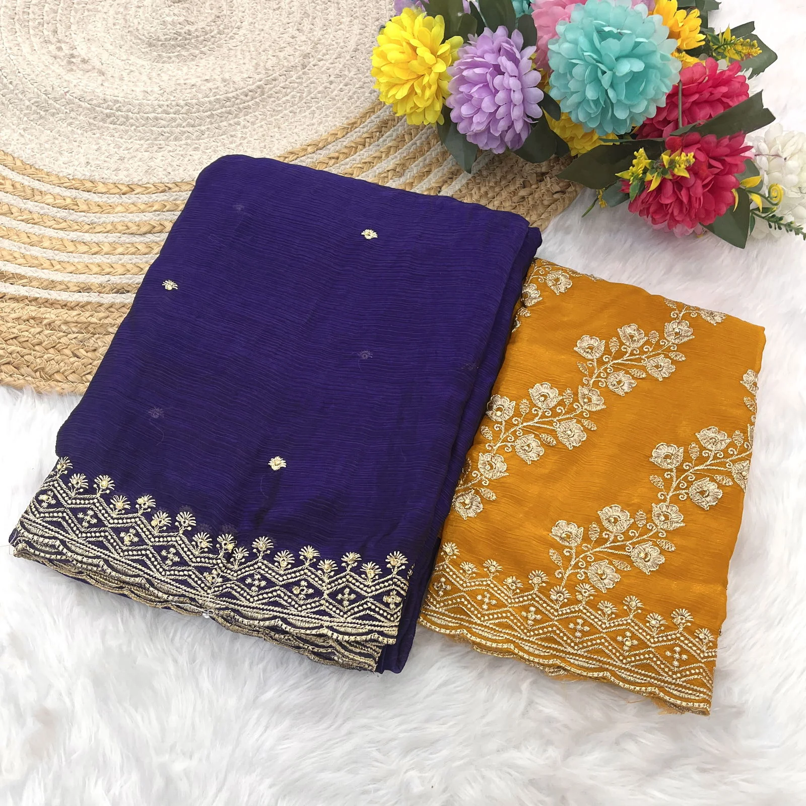 Modal 6341 Chiffon Embroidered Fancy Saree Collection