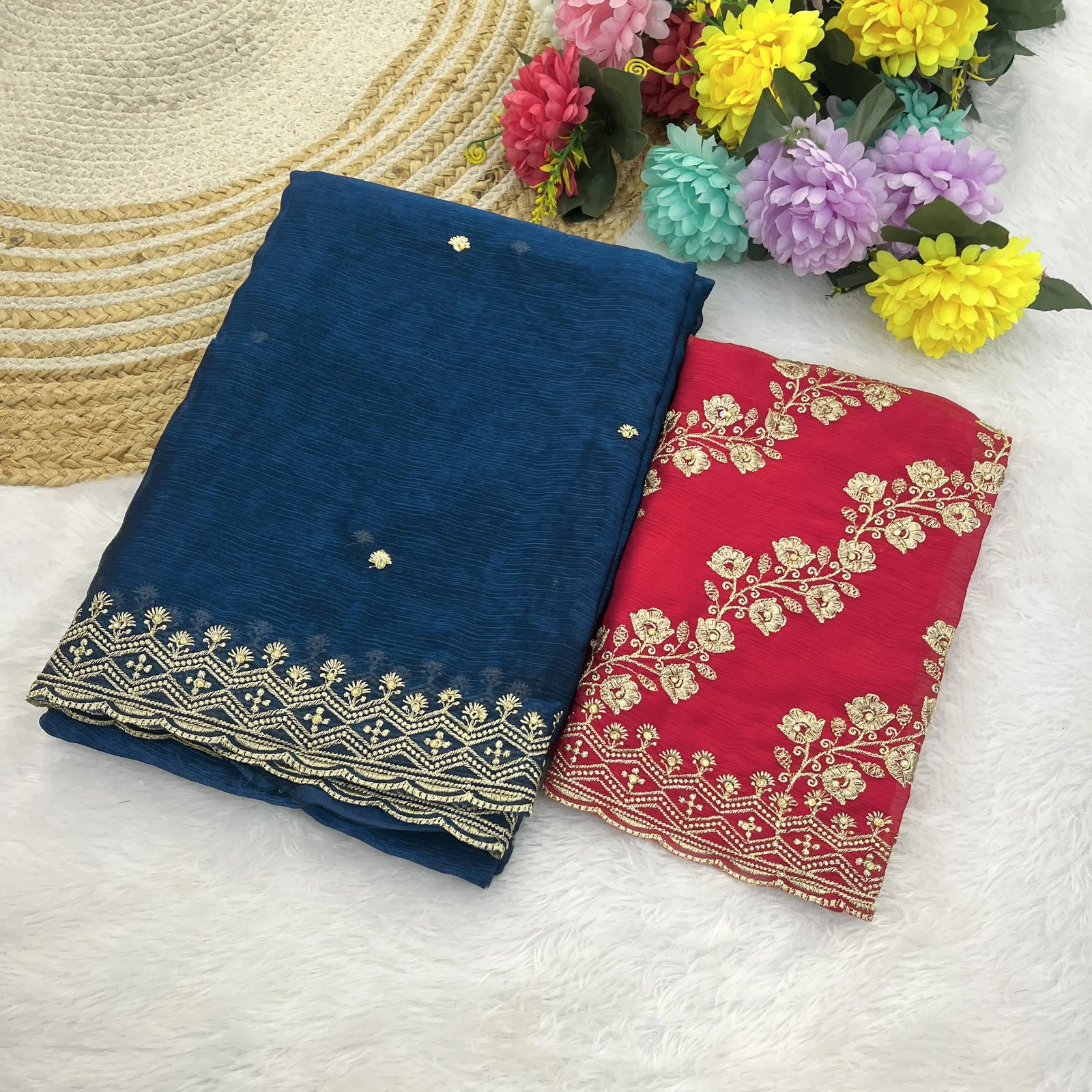 Modal 6341 Chiffon Embroidered Fancy Saree Collection