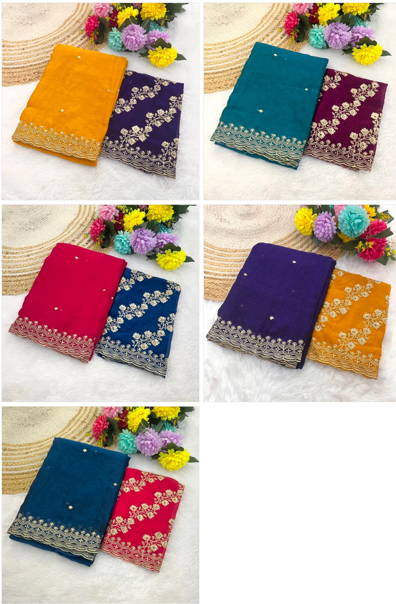 Modal 6341 Chiffon Embroidered Fancy Saree Collection