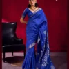 Rajtex Blue Taxi Satin Linen Handloom Weaving Silk Saree Collection