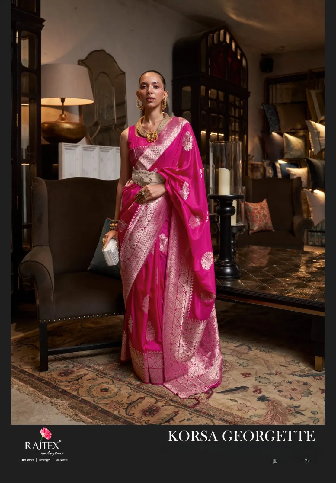 Rajtex Korsa Georgette Khadi Georgette Handloom Weaving Saree Collection