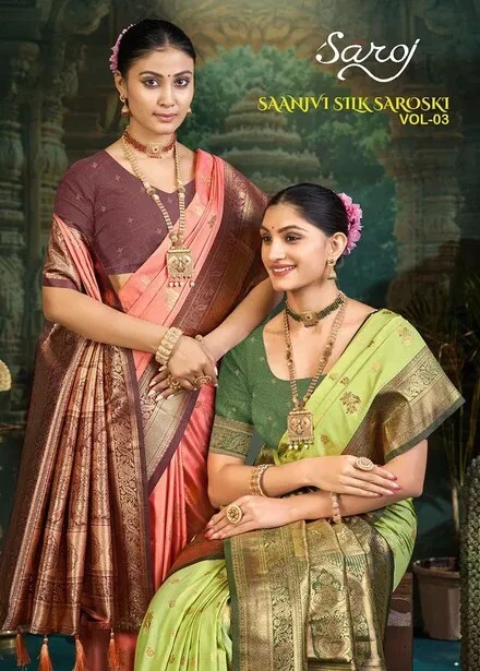 Saroj Saanjvi Silk Saroski Vol 3 Silk Wedding Wear Saree Collection
