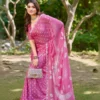 Sb Bandhej B Chinon Bandhani Printed Fancy Saree Collection