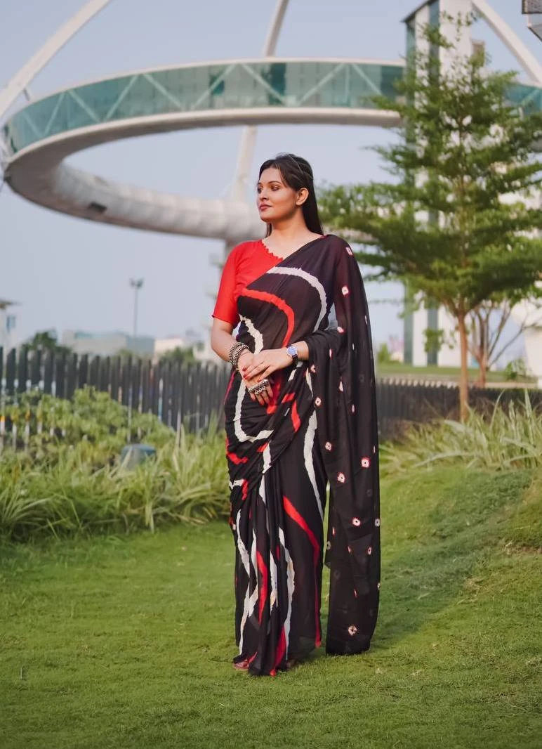 Sb Leheriya Pure Chinon Leheriya Worked Saree Collection