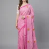 Scmg Check a Linen Woven Floral Printed Fancy Saree Collection