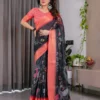 Shc 01 to 07 Pure Handloom Linen Floral Printed Saree Collection