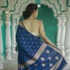 Soft Silk 6040 Linen Slab Weaving Worked Fancy Saree Collection