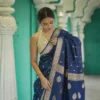 Soft Silk 6040 Linen Slab Weaving Worked Fancy Saree Collection