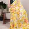 Taraa L 7017 Dull Satin Floral Printed Casual Wear Sarees