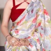 Taraa L 7017 Dull Satin Floral Printed Casual Wear Sarees