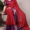 Taraa L 7029 Red Color Crepe Zari Weaving Fancy Saree