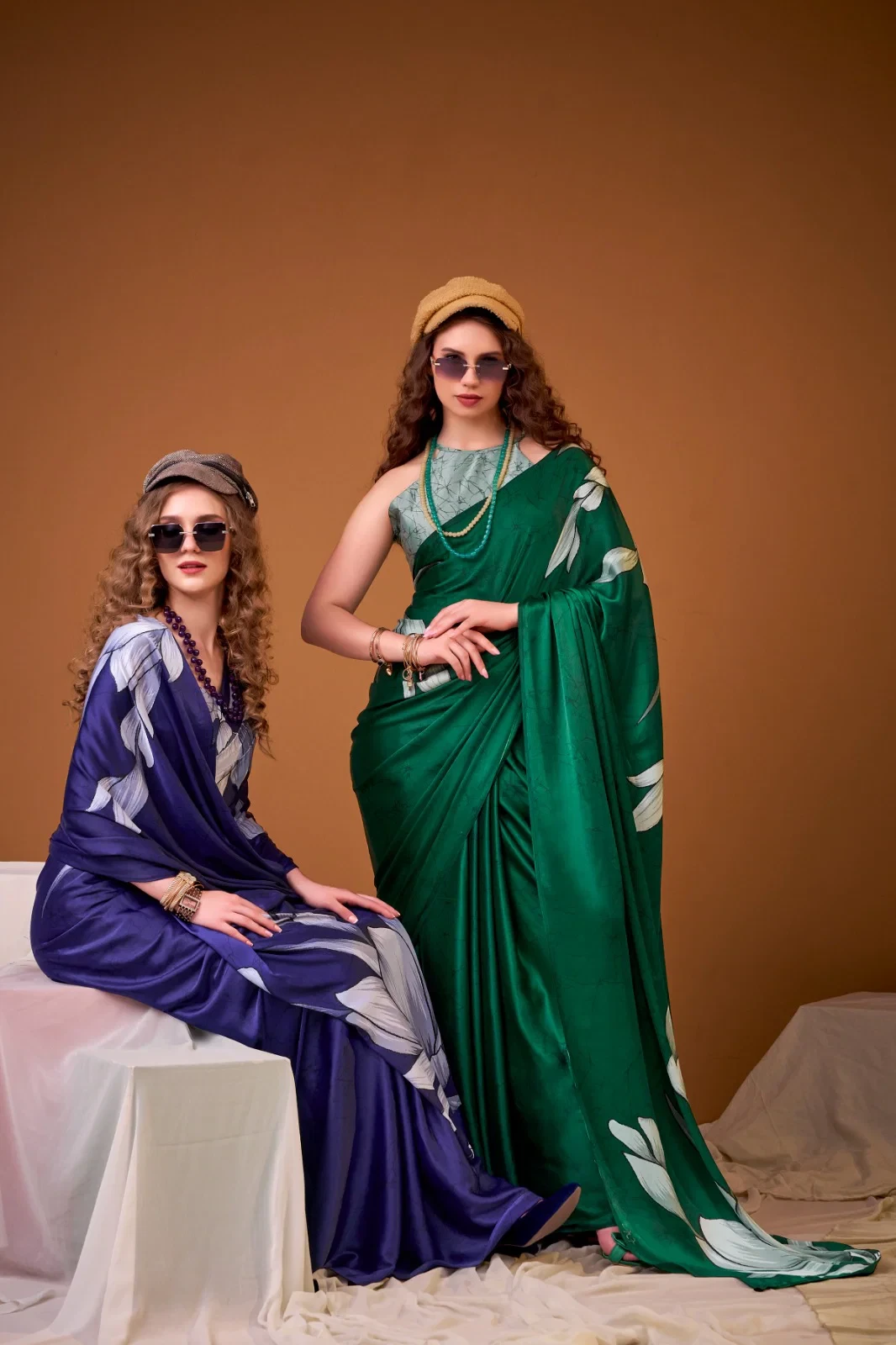 Taraa L 7054 Satin Silk Floral Printed Saree Collection