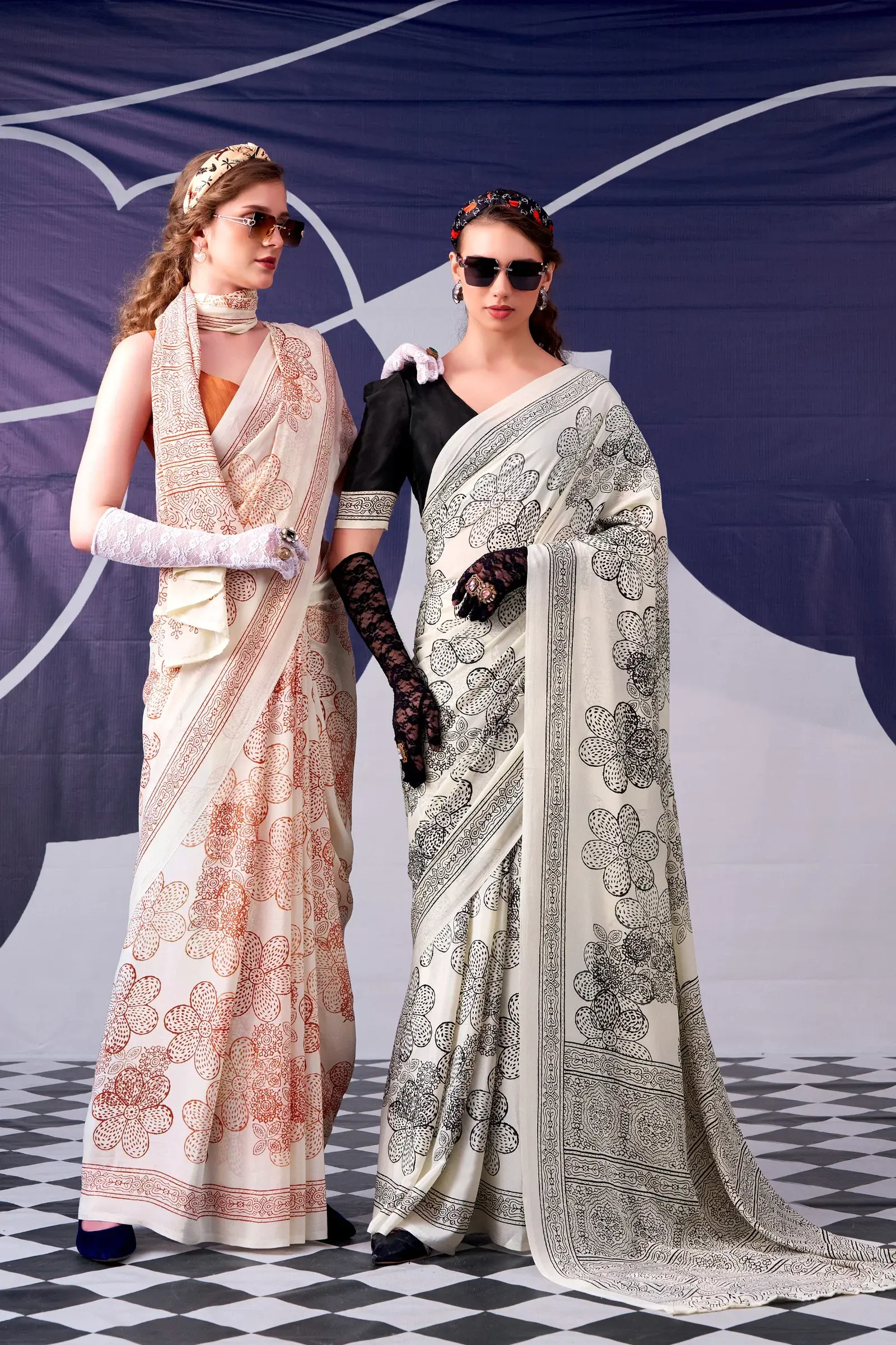 Taraa L 7210 Satin Silk Floral Printed Saree Collection